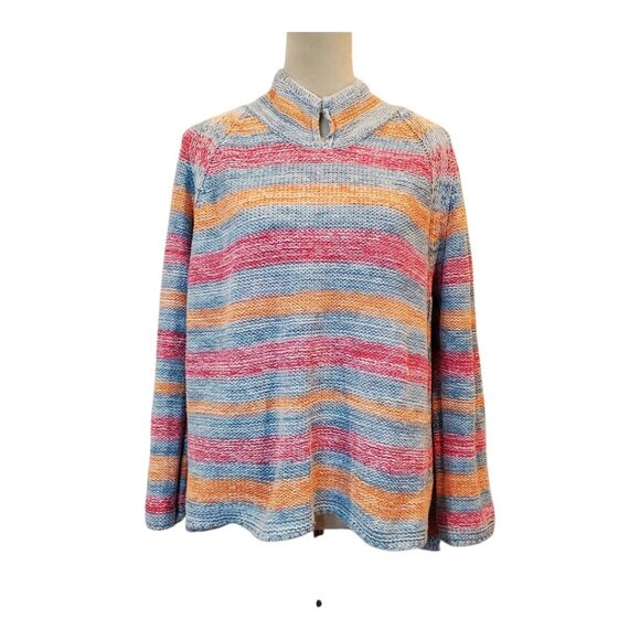 J. Jill SZ XL Women's Cotton/Linen Blend Colorful Striped Knit Sweater - Picture 1 of 11